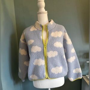 OLD NAVY Cloud Print CROP Length Sherpa Jacket - LightBlue & White XXL